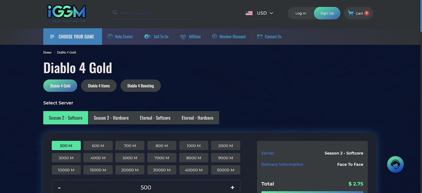 IGGM marketplace for buying Diablo 4 gold