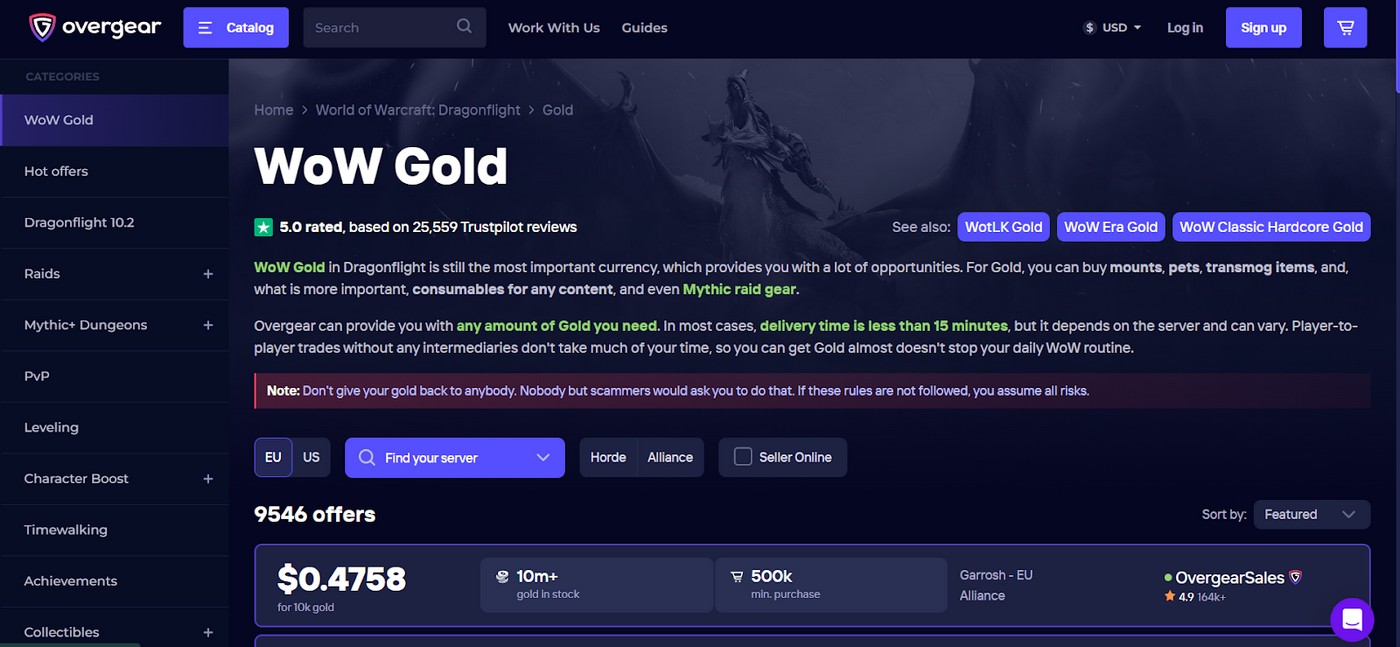 Overgear.com prioritizes quick delivery of WoW gold