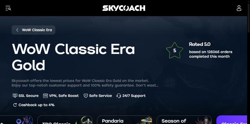 Skycoach WoW Classic Era gold page