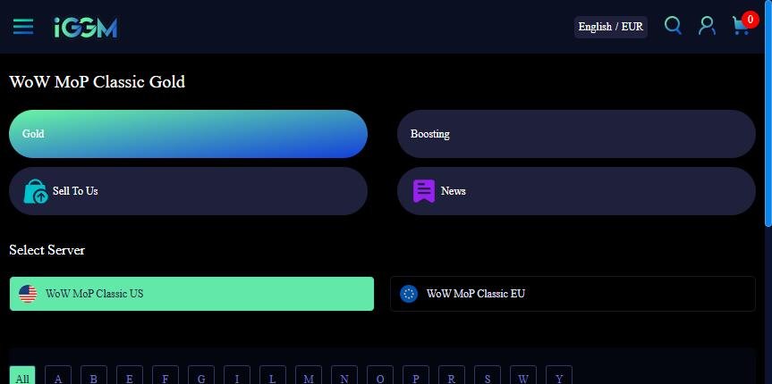 IGGM WoW MoP Classic gold page