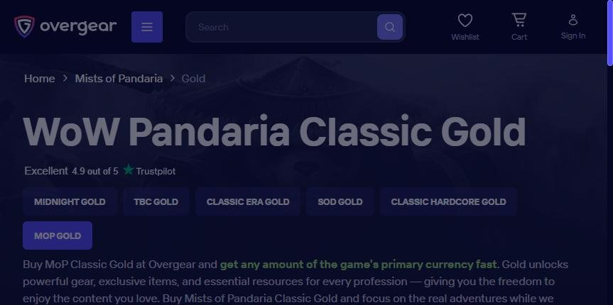 Overgear WoW MoP Classic gold page